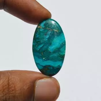 Кабошон из натурального драгоценного камня хризоколла псиломелан, кабошон из хризоколлы, 22 карата, 32x18x5 мм, овальная форма, ювелирные изделия ручной работы 32x18x5 MM разноцветный