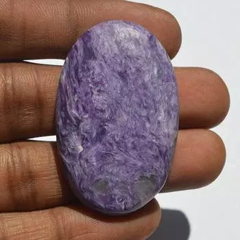 Кабошон из натурального фиолетового чароита, 86 карат, чароит, овальная форма 46x29x7 мм, изготовление ювелирных изделий 46x29x7 MM фиолетовый