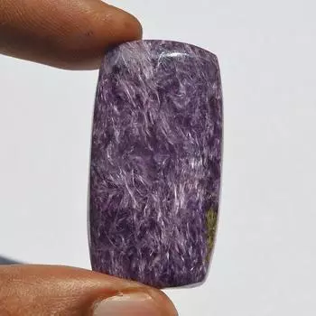 Кабошон из натурального фиолетового драгоценного камня чароит, 56 карат, кабошон из чароита, прямоугольной формы 41x22x6 мм, изготовление ювелирных изделий 41x22x6 mm фиолетовый