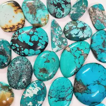 Кабошон из тибетской бирюзы, драгоценный камень из тибетской бирюзы, партия бирюзы смешанной формы, драгоценный камень из бирюзового кабошона, доступны все размеры. 100 Carat Lot