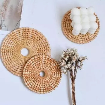 Каботажное судно, однотонный реквизит для съемки, декоративный коврик из ротанга для кухни S