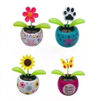 Качающаяся игрушка-автомобиль, украшение, танцующий цветок, солнечные панели автомобиля, украшения, качающиеся цветы 02