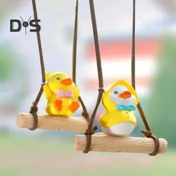 Качающаяся утка, подвесное украшение для автомобиля, регулируемый шнур, мультяшная фигурка животного, подвесное украшение для зеркала заднего вида, подарок на день рождения, Рождество C