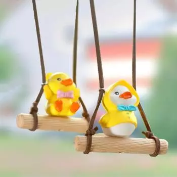 Качающаяся утка, подвесное украшение для автомобиля, регулируемый шнур, мультяшная фигурка животного, подвесное украшение для зеркала заднего вида, подарок на день рождения, Рождество C