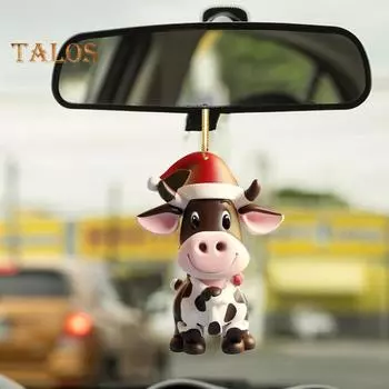 Качающееся молочное автомобильное зеркало, подвесное украшение в рождественской шапке, украшение для автомобиля, акриловые универсальные аксессуары для салона автомобиля 5