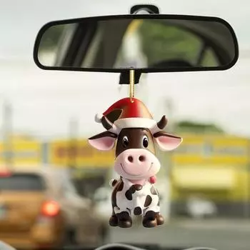 Качающееся молочное автомобильное зеркало подвесное украшение в рождественской шапке подвесное украшение для автомобиля 1