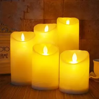 Качающиеся бездымные светильники для дома, дня рождения, отеля, свадьбы, электронные свечи, украшения, имитация, разрывающие светодиодные аксессуары 7.5*10cm слоновая кость