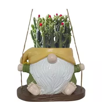 Качающийся гном-кашпо креативные милые горшки для суккулентов для растений карликовый цветочный контейнер для комнатных и уличных растений зелёный