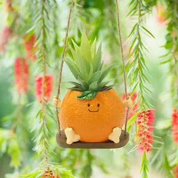 Качающийся горшок для растений с изображением смайлика, подвесной качающийся горшок для растений с изображением смайлика, симпатичный горшок для растений в помещении и на улице, суккулентный горшок
