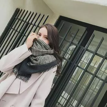 Качающийся и зимний модный мужской шарф Qiandongge из чистой шерсти, шаль, двойного назначения 200 серый