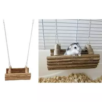 Качели для хомяков из натурального дерева. Идеальное место для упражнений и отдыха для хомяков, мышей и песчанок, удобное для мелких грызунов.