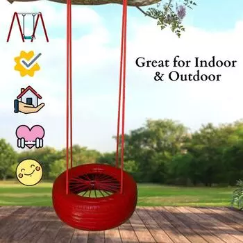 Качели из шин для взрослых и детей/Качели из шин для сада/Качели на деревьях для взрослых на открытом воздухе/Качели для домашнего балкона в помещении и на открытом воздухе/Качели для детей 55 x 55 x 167 cm красный