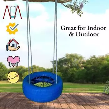 Качели из шин для взрослых и детей/Качели из шин для сада/Качели на деревьях для взрослых на открытом воздухе/Уунджал для взрослых дома 55 x 55 x 1657 cm синий