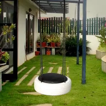 Качели из шин для взрослых и детей/Качели из шин для сада/Качели из деревьев для взрослых на открытом воздухе/Качели для домашнего балкона в помещении и на открытом воздухе 55 x 55 x 167 cm белый