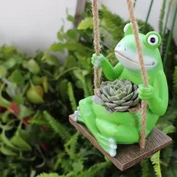 Качели лягушка цветочный горшок смола фигурка животного устойчивый к атмосферным воздействиям Крытый Открытый овощной травяной сочный плантатор