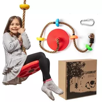 Качели на дереве для детей — однодисковая веревка для лазания на открытом воздухе с платформами, карабином и ремнем для дерева