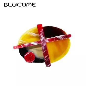 Качественная акриловая брошь Blucome с геометрическим рисунком, булавки для костюма, сумки, хиджаба, булавки для лацканов, бейджи, подарки на Новый год жёлтый