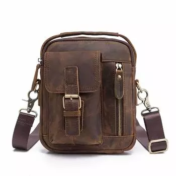Качественная кожаная мужская повседневная сумка через плечо, модная сумка через плечо, 8 дюймов, сумка-тоут Mochila