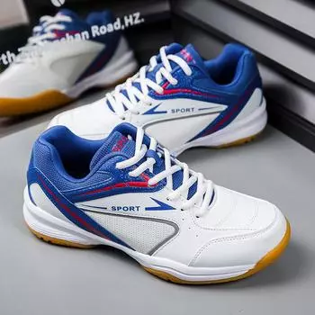Качественная мужская обувь для бадминтона, нескользящая и износостойкая мужская теннисная обувь, тренировочная обувь для настольного тенниса для молодежи, кроссовки 39 белый/синий