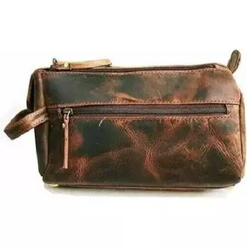 Качественная мужская сумка для бритья, туалетные принадлежности и дорожная сумка из натуральной кожи Dop Kit 9 X 4 X 5 коричневый