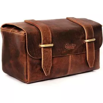 Качественная мужская сумка для бритья, туалетных принадлежностей и дорожная сумка из натуральной кожи, комплект Dopp 9 x 4 x 6 in коричневый