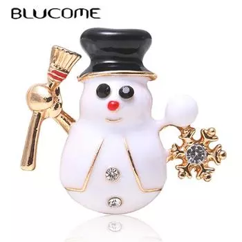 Качественная Рождественская брошь в виде снеговика Blucome для женщин и детей, одежда, шапка, булавка для хиджаба, Рождественский подарок белый