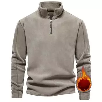 Качественная утепленная флисовая куртка для мужчин, пуловер с застежкой-молнией на вороте, мужская толстовка, мягкая мужская куртка M 65-75 kg темно серый