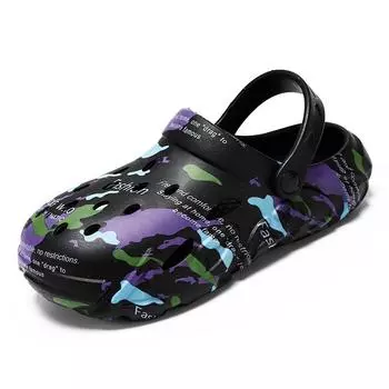 Качественные фирменные сабо мужские и женские сандалии с дырками повседневные тапочки с принтом унисекс красочные садовые туфли для летних пляжных туфель на платформе 36