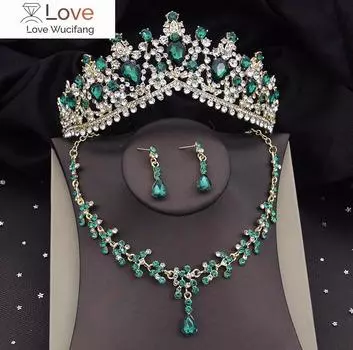 Качественные роскошные свадебные комплекты ювелирных изделий для женщин, тиара, корона, ожерелье, серьги, свадебное платье, комплекты ювелирных изделий для невесты, аксессуары для костюмов красный