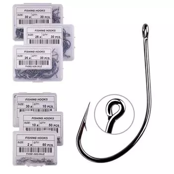 Качественные рыболовные крючки 2#-30# с отверстиями 2