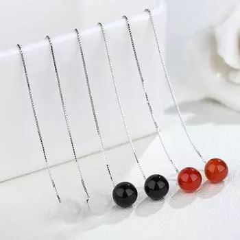 Качественные серьги из стерлингового серебра 925 пробы, аксессуары для девочек, модные длинные серьги с жемчугом и черной кисточкой для женщин, ювелирные изделия красный