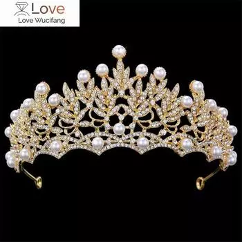 Качественные жемчуга, листья, корона, повязка на голову, принцесса, диадема, пышный головной убор невесты, свадебные украшения для волос