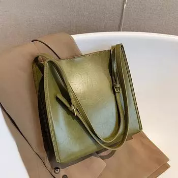 Качественные женские сумки-тоут, блестящая кожаная сумка-шоппер через плечо, ретро-сумка для покупок большой емкости, роскошная дизайнерская дамская сумка 29x30x10cm чёрный