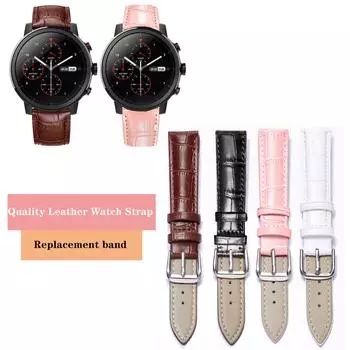 Качественный кожаный ремешок для часов Huami Amazfit Stratos 2 2S 3, ремешок для Huami PACE GTS 4 mini GTS3 GTS2/GTR 3 PRO/GTR4, сменный ремешок Band width 20mm белый
