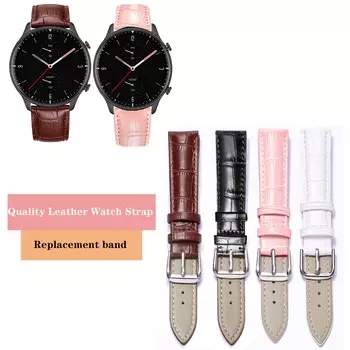 Качественный кожаный ремешок для часов Huami Amazfit GTR GTS 4 3 Pro GTR 2e 47 мм темп 2s stratos 3 2 Сменный ремешок Band Width 22mm белый