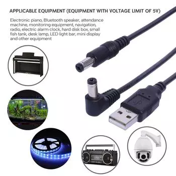 Качественный шнур питания USB-DC5,5 x 2,1 мм, зарядный кабель для электронной клавиатуры, светодиодная подсветка, устройство с напряжением 5 В Angled