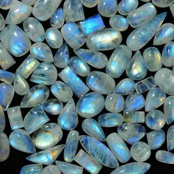 Качество ААА, 1000 карат, кабошон из лунного камня, 56-64 шт., оптовая цена лота, кабошон из лунного камня, яркий лунный камень, свободный драгоценный камень для ювелирных изделий Free Size синий