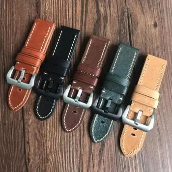 Качество ААА 24 мм 26 мм темно-коричневый зеленый хаки черный итальянский ремешок из натуральной кожи для PAM Panerai 44 мм 47 мм циферблат ремешок для часов 24mm no buckle красный/коричневый