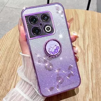 KADEM Чехол для OnePlus 10 Pro 5G Градиентный Блестящий ТПУ Чехол для телефона с Кольцом-Держателем Purple