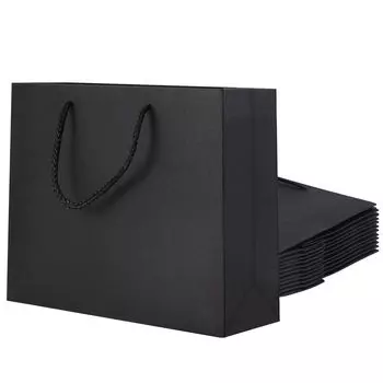 Kaderron Paper Carrying Толстый подарочный пакет из многоразовой бумаги Подарочный очень большой бумажный DIY Упаковка для дня рождения Сумка, Сумка, Тип, [Набор 15] Прочный, долговечный, сумка, чёрный