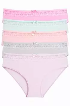 Женские трусики, 5 шт., лайкра, кружево, хлопок