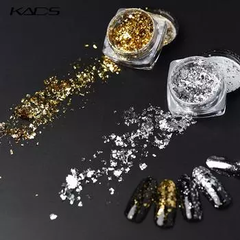KADS 0,2 г золотистая, серебряная фольга, блестящие блестки для ногтей, волшебный зеркальный эффект, порошки, гель-лак для ногтей, хромированный пигмент, украшения для дизайна ногтей