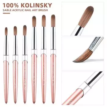 KADS 100% Колинская кисть для дизайна ногтей для наращивания акрилового УФ-геля с гофрированной головкой из розового золота с металлической ручкой DIY Живопись Ручка для рисования