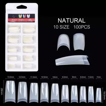 KADS 100 шт., длинные накладные ногти в форме гроба, половина покрытия, натуральный поддельный пресс на C, изогнутые инструменты из АБС-пластика для маникюрного салона