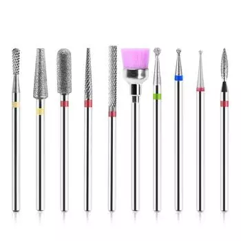 KADS 10 шт., алмазные фрезы для дизайна ногтей, маникюрные сверла для ногтей, инструменты для удаления геля, инструменты для очистки кутикулы