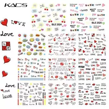 KADS 11 шт./компл., серия «валентинки, губы, любовь», дизайн, сделай сам, наклейки для дизайна ногтей, переносная наклейка, наклейка, обертывания
