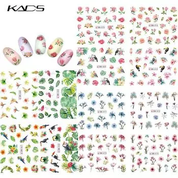 KADS 12 дизайнов, переводные наклейки для ногтей, наклейки для дизайна ногтей, цветы, обертывания для ногтей, маникюрные водные наклейки, наклейки для кончиков ногтей