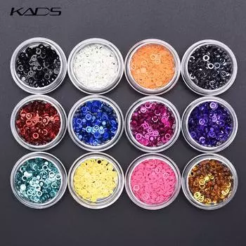 KADS 12 горшков/набор круглой формы, блестящая пудра для ногтей, блестки, украшения для дизайна ногтей, 3D блестящие аксессуары для ногтей, маникюр