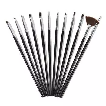 KADS 12 шт., набор акриловых УФ-гелевых кистей для ногтей, черный, розовый, белый цвет, подводка для ногтей, точечный рисунок, градиентная кисть