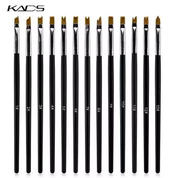 KADS 13 шт./компл. кисть для рисования гелем для французского дизайна ногтей с деревянной ручкой, кисти для французского маникюра, инструмент для дизайна ногтей «сделай сам», гелевая ручка для ногтей